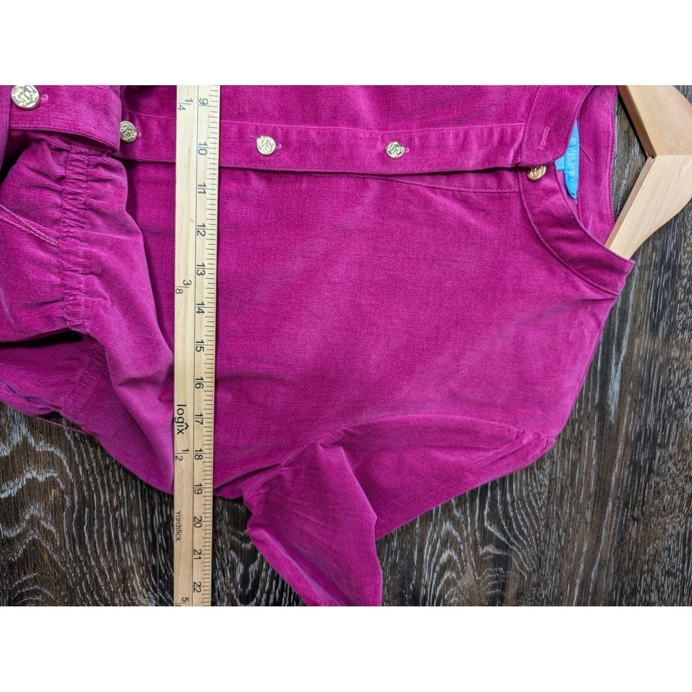 Draper James Shirt Dress Womens L Pink Corduroy Belted Balloon Sleeve Button - Picture 4 of 10